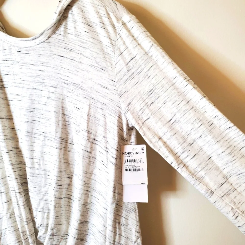 Zella Girl Heathered Twist Front Long Sleeve Hoodie Top - Picture 3 of 11